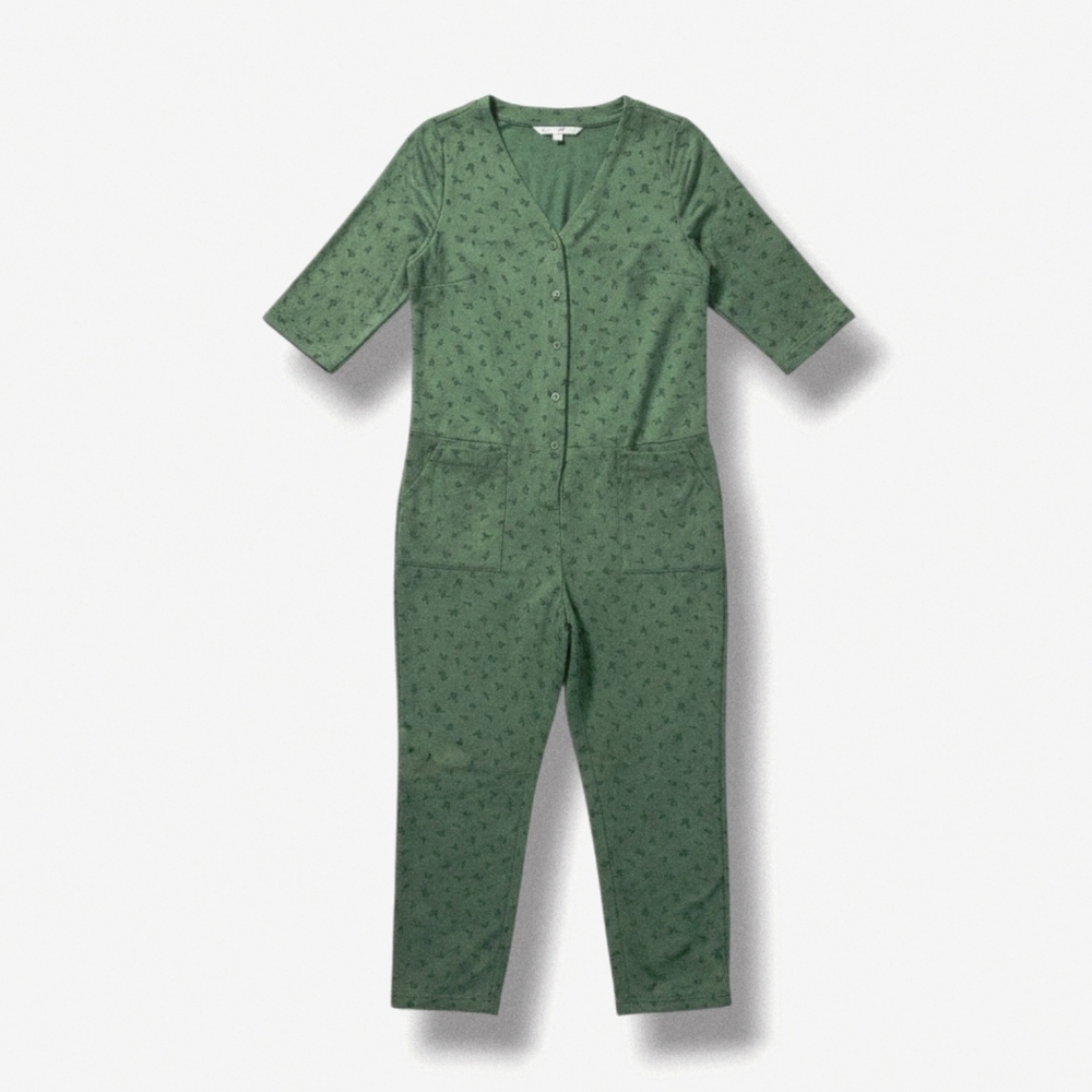 The Nines by Hatch Women’s Maternity Green Floral Jumpsuit – XS, 100% Cotton New